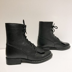 Youth Cimarron Leather Western & English Lace Up Riding Boots. Black, size 12.5