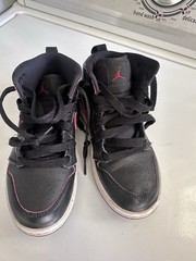 Nike Air Jordan 1 High Top Leather Sneakers Black/Pink Kids US 11C