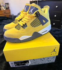 Jordan Air Jordan 4 Retro GS Yellow/Gray Suede Mid-Top Sneakers 5Y