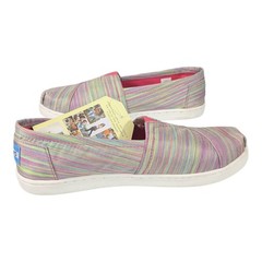 Toms Girls Shoes Classic Pink Striped Colorful Youth Slip On Casual Flat Shoes 4