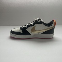 NIKE COURT BOROUGH LOW 2 SE WHITE, BLACK, PEWTER, GOLD. SIZE 7. NEW WITH BOX.