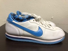 Nike 315931-142 white/blue low top lace up Shoes SZ 5.5 Youth leather upper