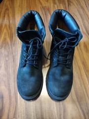 Timberland 6″ Juniors 12907 Black Nubuck Leather Boots Size 5.5 M