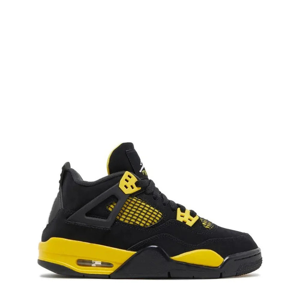 Air Jordan 4 Retro (GS) Thunder Black Sneakers 408452-017 New