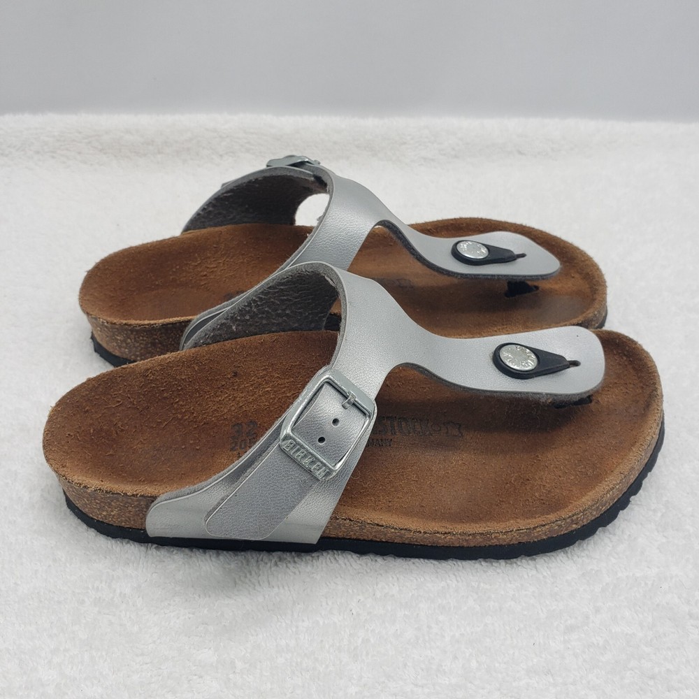 Birkenstock Kids Gizeh Silver Birko-Flor Sandal US Size K1 EU 32