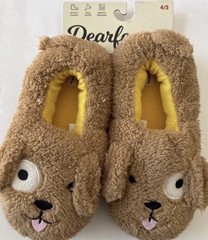 Dearfoams Kid’s Emery Critter Closed Back Animal Slipper Size 4 5 Puppy Dog