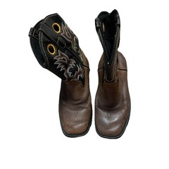 Dan Post Cowboy Buckaroo Square Toe Boots Size Youth 5.5 D Brown Leather Western