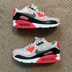 NIKE Air Max 90 Premium Mesh Infrared Sz 6.5 Kids Youth Women’s 8 724882-100