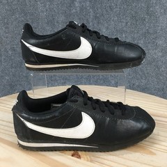 Nike Cortez Sneaker Youth 5 Classic Leather Running Trainer Retro Black White
