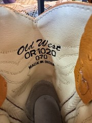 OLD WEST OSTRICH LEATHER & LEATHER, SZ 7, UNISEX FOR A LITTLE ONE, NEW W/OUT B0X