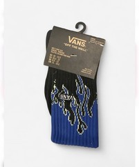 Vans Off The Wall black & blue flame socks. Kids 10-13.5 US