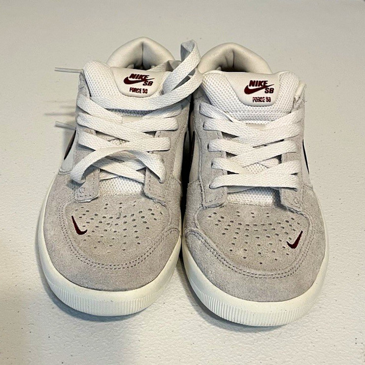 Nike SB Force 58 Kids Suede Low-Top Gray/White/Maroon US 4 FQ7637-001