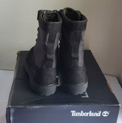 TIMBERLAND Junior’s 6″ Premium Gaiter BOOT (BIG KID) Flip Down Black Waterproof