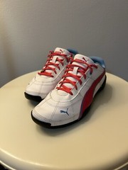 PUMA Sneakers – White with Red & Blue Accents – Size US 3.5 / EUR 35