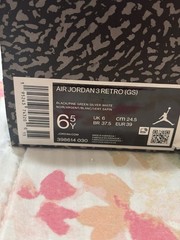 Air Jordan 3 Retro GS 6.5Y