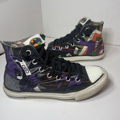 Converse DC Comic Collab Joker Batman Hi Top Youth Kids Sz 2 Sneakers Shoes Fair