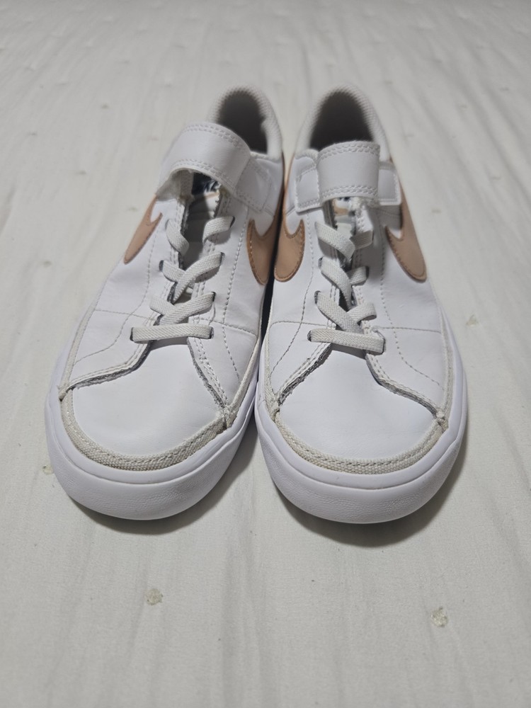 Nike Court Legacy White Tan Leather Sneakers DA5380-126 Kids Size 3Y