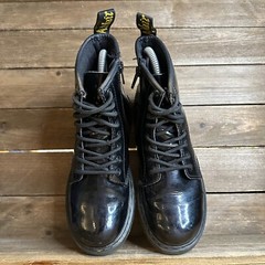 Kids Dr Martens Pascal Black Patent Leather Casual Comfort Combat Boots Size 3 Y