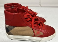 Burberry Kids House Check and Red Leather High Top Shoes Size EU27/US 10