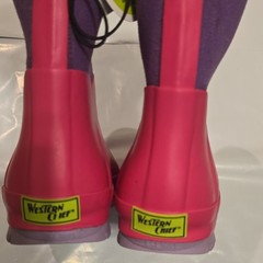 Western Chief Puddle Patch Pink/Purple Kids Rain Boots Rubber US 2 EU 33