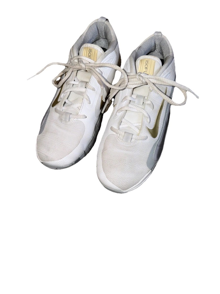 Nike IsoFly GS White Metallic Gold Cool Grey Kids 6.5 Y Basketball FN4384100 EUC