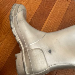 Hunter Original Kids US 4.5M Girls Rain Boots Gray Silver Pull On *READ/FLAWS*