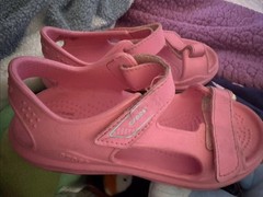 2 Crocs Kids-Pink Lemonade Swiftwater Expedition Sandals + Pink Mary Jane’s C11