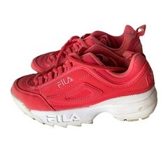 FILA Disruptor II Red White Unisex Kids‘ Athletic Sneakers Lace Up Low Top