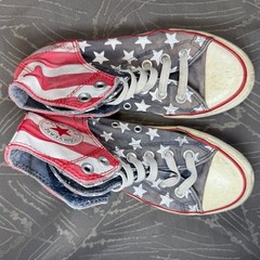 Converse All Stars red white blue flag shoes Kids Size 2