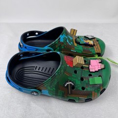 Crocs Minecraft Classic Clog K Light Up Green/Blue Pixel Kids J4 210830-90H