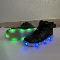 High Top Led Sneakers Light Up Flashing Shoes Unisex Black US 5.5 M