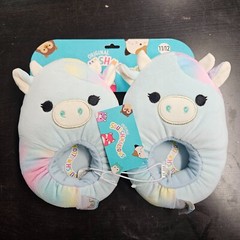 SQUISHMALLOWS Pink Blue PASTEL COW Boys Girls Kids SLIPPERS size 11/12 – NEW!