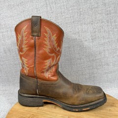 Ariat Boots Youth Size 5.5 WorkHog Western Cowboy Leather Work Square Toe Brown