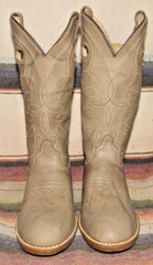 Kids‘ Vintage Unbranded Marbled Tan Leather Cowboy Boots 12.5 D NEW w/o Box