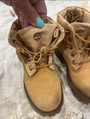 Timberland Fold-over Leather & Canvas Work Boots Embroidered Logo on Fold Sz 11