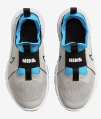 Size 10 (Toddler) – Nike flex runner shoe, Iron Ore/Blue Lightning/White