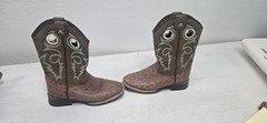 DBL Barrel Cowboy Boots Children Size 11 1/2 Brown Tan Ostrich