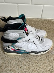 Size 5.5Y – Air Jordan 8 Retro South Beach White/Teal/Pink 305368-113