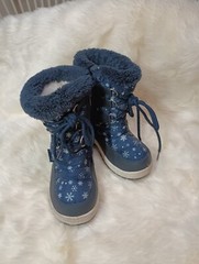 Apakowa Kids Snowflake Lined Waterproof Blue Winter Snow Rain Boots 26 Toddler