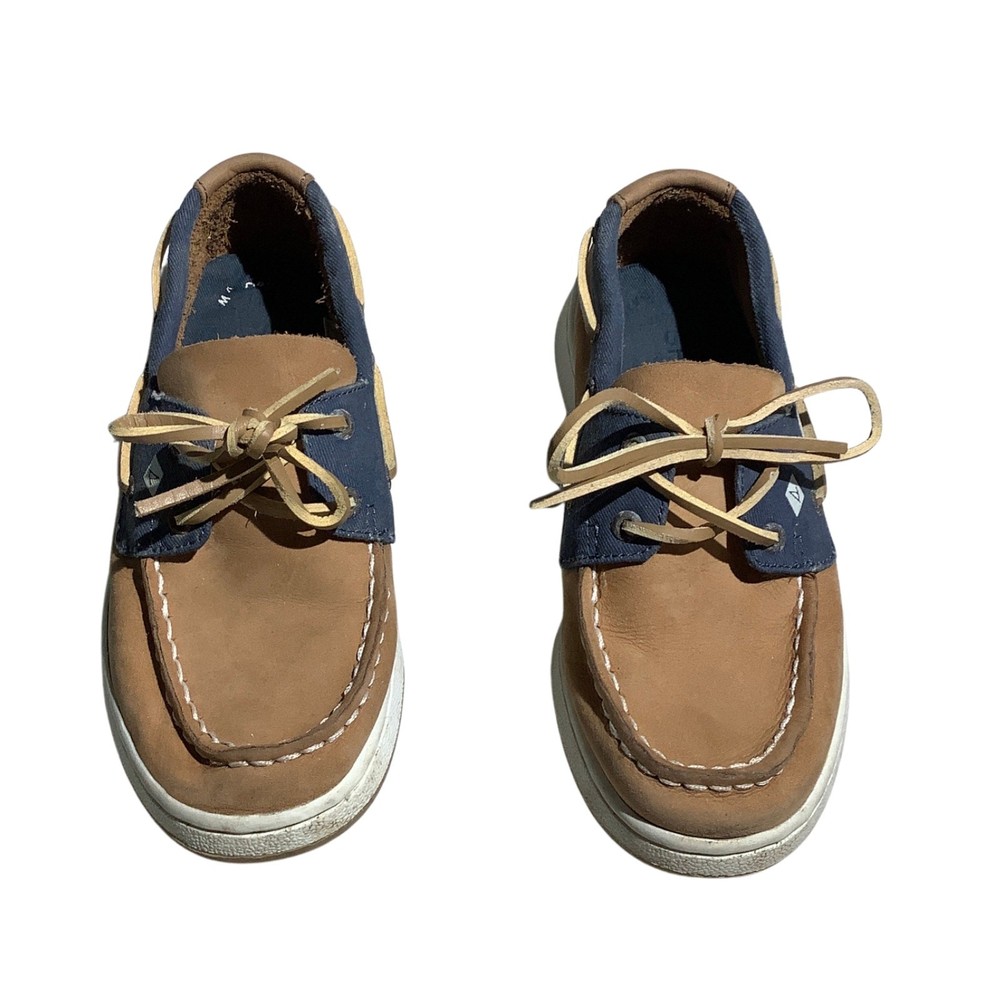 Sperry Top-Sider Child Size 12.5M Tan/Blue Leather — Nautical, Casual, Preppy