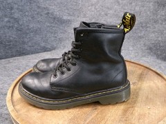 Dr Martens 1460J Black Nappa Leather Side Zip Lace Up Combat Boots Kid Size 3 US