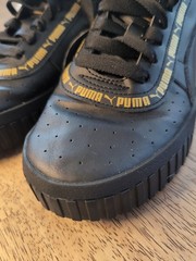 Puma Cali Taping Ps Black & Gold Athletic Sneakers Kids Size US 7c