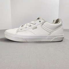 Vans Kids Low Top White Leather Skate Shoes Sneakers White Size 4.0 Kids