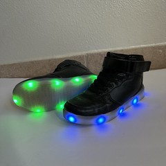 High Top Led Sneakers Light Up Flashing Shoes Unisex Black US 5.5 M