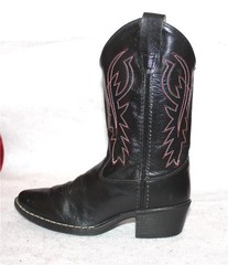 OLD WEST BLACK w/RED STITCHING LEATHER WESTERN/COWBOY BOOTS: Youth 1.5 – EUC