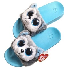 Ty SLUSH Grey Wolf Husky Slides Slip-On Turquoise Shoes Size 1-3