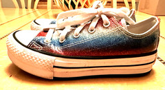 Converse Youth Sz 1 Chuck Taylor All Star Eva Red White Blue Glitter Sneakers