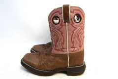 Durango Little Youth Size 3 M Pink Brown Leather Buckaroo Cowboy Western Boots