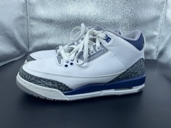 Air Jordan 3 Retro GS “Midnight Navy” White Blue Cement Gray Sneakers Youth 7 Y