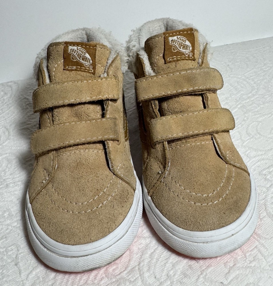 Vans Sk8-Mid Reissue V MTE-1 Toddler Sz 10 Khaki Shearling Easy Fasten Straps